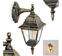 Applique d'extérieur Naofe, applique descendante en métal/verre en brun-or/clair, applique de style campagnard classique, luminaire d'extérieur pour terrasse, E27, ampoule(s) non incluse(s), IP44