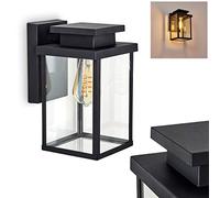 Applique d'extérieur Tieva en métal noir & verre, applique murale cubique créant un élégant jeu de lumière au mur, lanterne pour 1 ampoule E27, ampoule(s) non incluse(s)