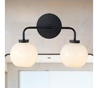 Applique Double Mate Moderne avec Globes en Verre Laiteux, Style Industriel Minimaliste et résistant à l'eau, Applique Murale contemporaine d'intérieur pour Coiffeuse, Chambre et Salle de Bain