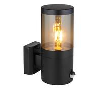 Applique, éclairage extérieur avec détecteur de mouvement, éclairage de jardin, éclairage de façade, IP44, acier inoxydable, fumée noire, 1x E27, HxLxÜ 24,5x10,2x17cm