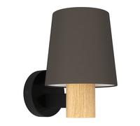 Applique EDALE E27 1X40W en acier et bois noir et marron 150x0x215mm