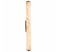 Applique en Albâtre Naturel et Marbre - Murale Moderne pour Salle de Bain, Vanité, Salon, Chambre - Base Cylindrique en Pierre et Laiton - Éclairage Mural