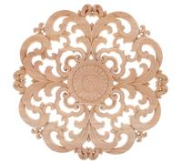 Applique en Bois Ronde Sculptée Décorative pour Meubles et Murs