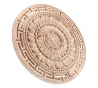 Applique en Bois Sculpté Mandala Fleur Ronde Beige, Décoration