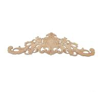 Applique en bois sculpté pour meubles, décoration non peinte avec bûche, style classique européen pour murs, portes, armoires, miroirs (30 x 8 x 0,8 cm)