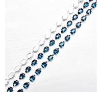 Applique en Cristal Strass, Chaîne métallique en Strass en Verre, 10 x 14 mm, à Coudre, Multicolore, Plusieurs Tailles(Blue Zircon,1 Yard)