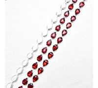 Applique en Cristal Strass, Chaîne métallique en Strass en Verre, 10 x 14 mm, à Coudre, Multicolore, Plusieurs Tailles(Red,1 Yard)