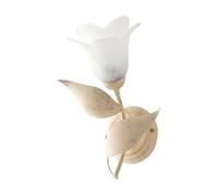 Applique en fer Ivoire Or une lumière Albâtre Verre blanc 21x h33 cm