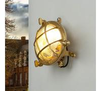 Applique En Laiton Verre Riffle Rond Ø14Cm IP44 Maritime Hublot Lampe Extérieure