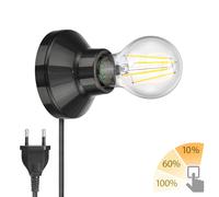 Applique en porcelaine Elektra ronde fiche interrupteur noir 90mm + E27 LED