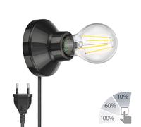 Applique en porcelaine Elektra ronde fiche interrupteur noir 90mm + E27 LED