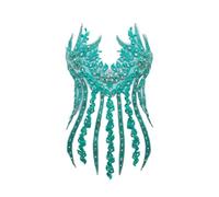 Applique en Strass,1 Paire de Patchs en Dentelle de Cristal avec Cristaux et Perles pour Robes de Soirée,Costumes de Danse et Embellissements