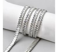 Applique en strass, chaîne en cristal rectangulaire, accessoires for vêtements, bijoux à bricoler soi-même(3x6 mm Clear Silver)