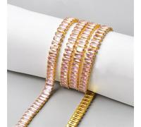 Applique en strass, chaîne en cristal rectangulaire, accessoires for vêtements, bijoux à bricoler soi-même(3x6 mm Pnnrk Gold)
