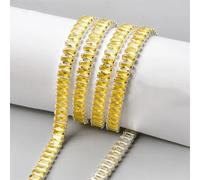 Applique en strass, chaîne en cristal rectangulaire, accessoires for vêtements, bijoux à bricoler soi-même(3x6 Yellow Silver)
