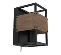Applique EVESHAM E27 1X40W en acier et bois noir et marron 140x0x240mm