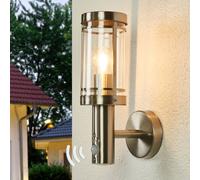 Applique extérieur avec détecteur Djori Lindby, dimmable, gris, Inox, Moderne