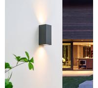 Lucande Applique Exterieur Lavina à intensité variable (Moderne) en Gris Aluminium (à 2 lampes, GU10) Murale Luminaire Lampe Jardin Eclairage