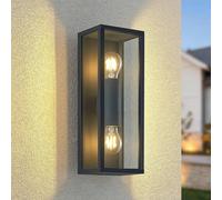Lindby Applique Exterieur Peldar à intensité variable (Moderne) en Noir Aluminium (à 2 lampes, E27) Murale Luminaire Lampe Jardin Eclairage