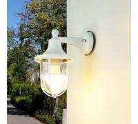 Applique extérieure blanche, Lampe extérieure laiton, Maritim, Lampe murale laiton, L:14 cm, IP64, E27, Porte d'entrée, Jardin, Rustique, Maritim, Lanterne nostalgique