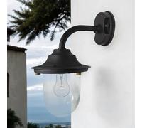 Applique Extérieure E27 Laiton Verre IP64 H: 30 Cm Noir Antique Lampe Lanterne