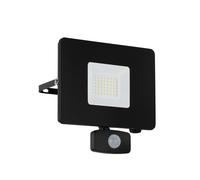 Eglo LED Projecteur extérieur Faedo 3, lampe d'extérieur à 1 flamme avec détecteur de mouvement, spot mural à détecteur en aluminium, couleur : blanc, verre : transparent, 30 Watt, IP44