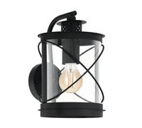 Applique extérieure HILBURN IP44 E27 1X60W en acier galvanisé noir 200x0x280mm