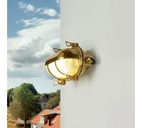 Applique extérieure laiton verre IP64 entrée terrasse l:21 cm E27 cannelure lampe bateau Maritim Rustikale Außenwandlampe Garten SKIATHOS