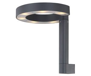 Applique extérieure LED applique murale aluminium plastique lumières extérieur gris satiné, design anneau, 1x LED 6 watts 280 lumens blanc chaud, HxLxP 20x22x22,5 cm