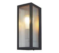 Applique extérieure LED Lampe de façade Lampe de porte d'entrée Applique noire Lampe de terrasse, verre satiné clair, 7W 806lm blanc chaud, LxH 12x32 cm