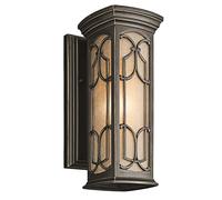 Applique extérieure lumineuse acier marron verre bronze H 36,8 cm 1 lumière E27 IP44