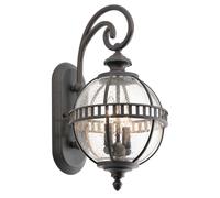 Applique extérieure lumineuse métal verre H 48,9 cm 2 flammes IP44 boule design antique