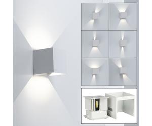 Applique extérieure Up and Down lights outside Applique murale LED extérieure, cône lumineux orientable, aluminium blanc, LED 5W 700Lm blanc chaud, LxPxH 10x10x10 cm