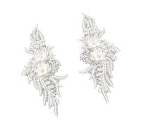 Applique florale avec perles et fleurs pour jupe de soirée, vêtements, col en dentelle décorative, patchs à coudre sur les fournitures