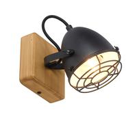 Applique Lampe de chambre à coucher Lampe de lit Rétro Lampe de lecture en bois Lampe de salon avec spot mobile, métal, télécommande à intensité variable, 1x RGB LED 4,8W 470Lm blanc chaud, LxH 20x20