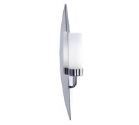 Applique, lampe de couloir, lampe d'escalier, salon, verre, métal, chrome, argent, clair, 1x douille E14, HxLxA 50x7,5x10 cm