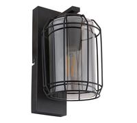 Applique Murale Lampe De Salon En Verre Fumé E27 Noir Grille
