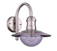 Applique, lampe d'extérieur, applique, applique d'entrée, applique de maison, acier inoxydable, argent, anti-éclaboussures, transparent, 1x E27, hauteur x largeur x porte-à-faux : 30x24x31 cm