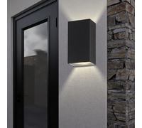 Applique murale d'extérieur LED applique de façade, 2 flammes, lampe de porte d'entrée, aluminium noir, spot haut-bas, 2x 6W 2x 420lm blanc neutre, LxH 9 x 16 cm