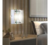 Applique murale LED chromée, éclairage de chambre, éclairage de couloir, verre satiné transparent, 5 W, 360 lm, 3 000 K, L x l x H 12,5 x 12,5 x 6,5 cm