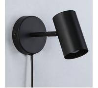 Applique Lampe Murale en Aluminium Noir, Faisceau Orientable avec Câble et Prise E27 pour Chambre à Coucher, Bureau, Table de Nuit.