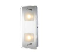 Applique LED applique murale lampe de salon chambre lumière couloir lumière, métal verre argent, 2 ampoules, 5W 400Lm 3000K blanc chaud, L 28 cm