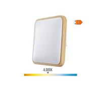 Applique Led Carrée 18w 1820lm 4000k 33x33x7cm Effet Bois