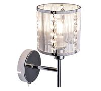 Applique LED chromée Applique de salon Cristaux Chambre Lit, métal, 4W 350lm blanc chaud, l x h 12 x 24,5 cm
