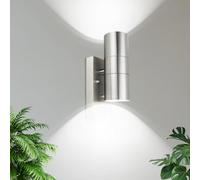 Applique LED d'extérieur avec interrupteur crépusculaire Applique moderne IP44 en acier inoxydable pour le jardin et l'entrée éclairage vers haut et vers bas incl. ampoule GU10 Blanc Froid