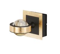 Applique LED dimmable par toucher Salon Boule de verre Applique noire dorée, 7,5W 1100lm, blanc chaud-blanc neutre, LxlxH 12x12x16,5 cm