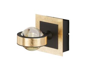 Applique LED dimmable par toucher Salon Boule de verre Applique noire dorée, 7,5W 1100lm, blanc chaud-blanc neutre, LxlxH 12x12x16,5 cm