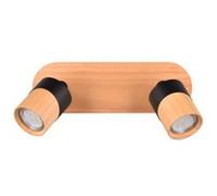 Trio Plafonnier ARUNI 801100232, métal noir mat, bois naturel, excl. 2 x GU10