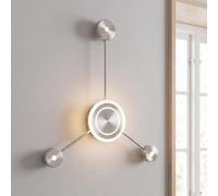 Applique LED intérieure plate, lumière indirecte, nickel, dimmable, 3000 K | l 46 x H 53 x P 4,5 cm, LED intégrée 18 W, 1035 lm, 3000 K, 3 niveaux de variation, aluminium, 960 g, IP20, 230 V