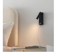 Applique LED liseuse noire avec port USB dimmable - Tofino